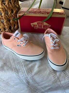 NWT Vans Peach Canvas Low-Profile Sneakers with White Accents